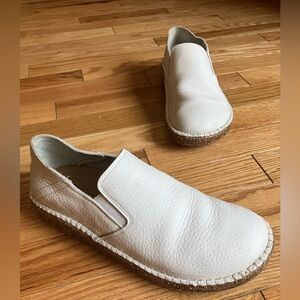 Birkenstock White Slip-On Leather Clog Espadrille